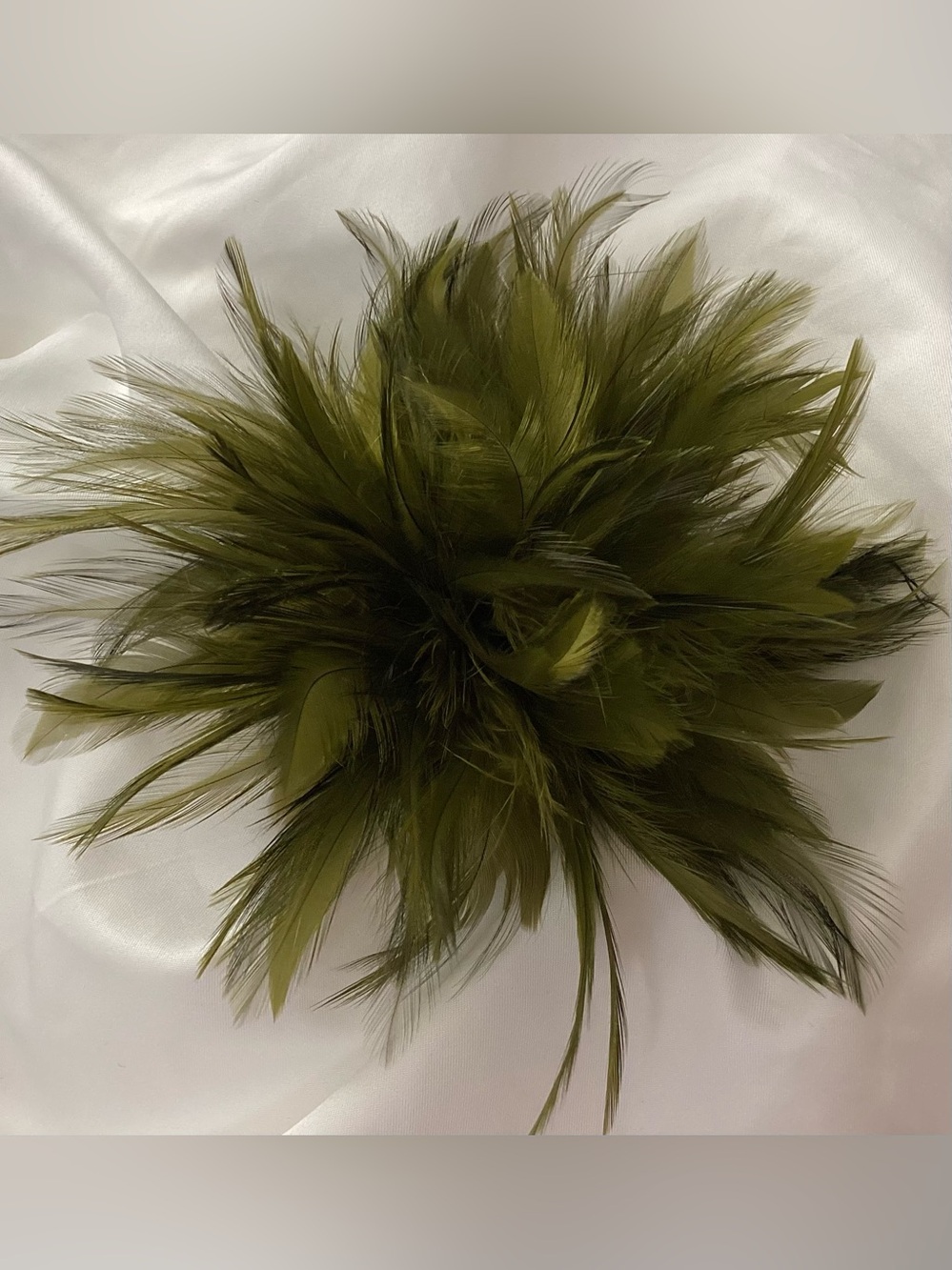 Olive green  Feather Fascinator Hair Clip OR  brooch pin upon request